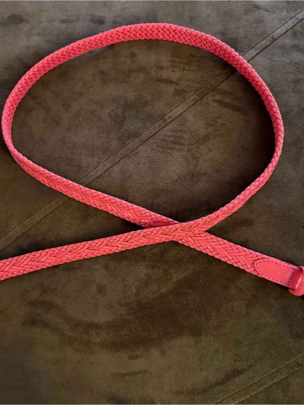 Talbots intricate Braided Coral-Pink Women's Belt with Silver Buckle 1” wide